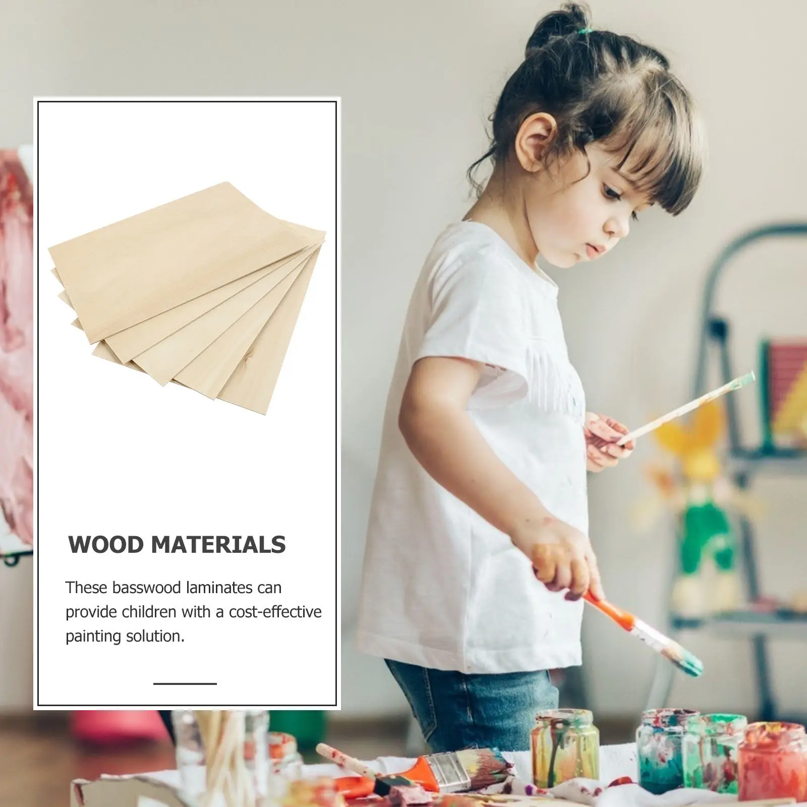 

5Pcs Basswood Plywood Blank Wood Craft Pieces DIY Painting Wooden Slices Unfinished Wood Boards Pyrography Supplies