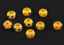 real 18k gold balls dragon fly eyes beads big hole beads loose beads gold spacers gem stone beads