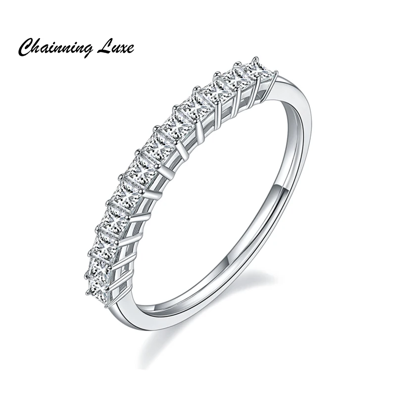 

Кольцо Chinning Luxe из стерлингового серебра 925 пробы, 2 мм, с огранкой Princess, для женщин, прошедшее проверку на подлинность бриллиантов, с сертификатом GRA, в подарок.