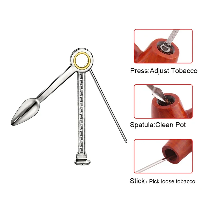 Smoking Tool 3 in 1 Stainless Steel Folding Smoking Knife Cleaner Cleaning Ash Scraper Accessories