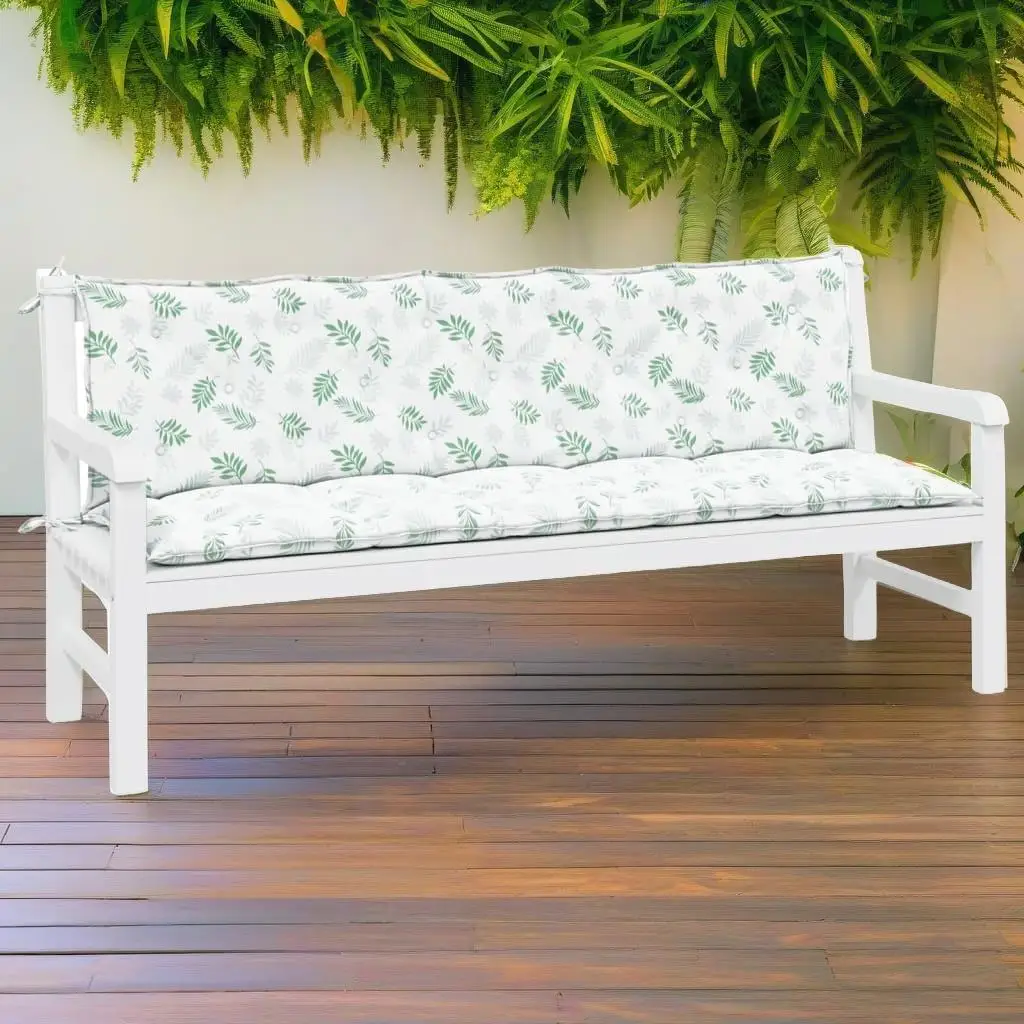 

2-Pc Leaf Pattern Oxford Fabric Garden Bench Cushions - Outdoor Pads