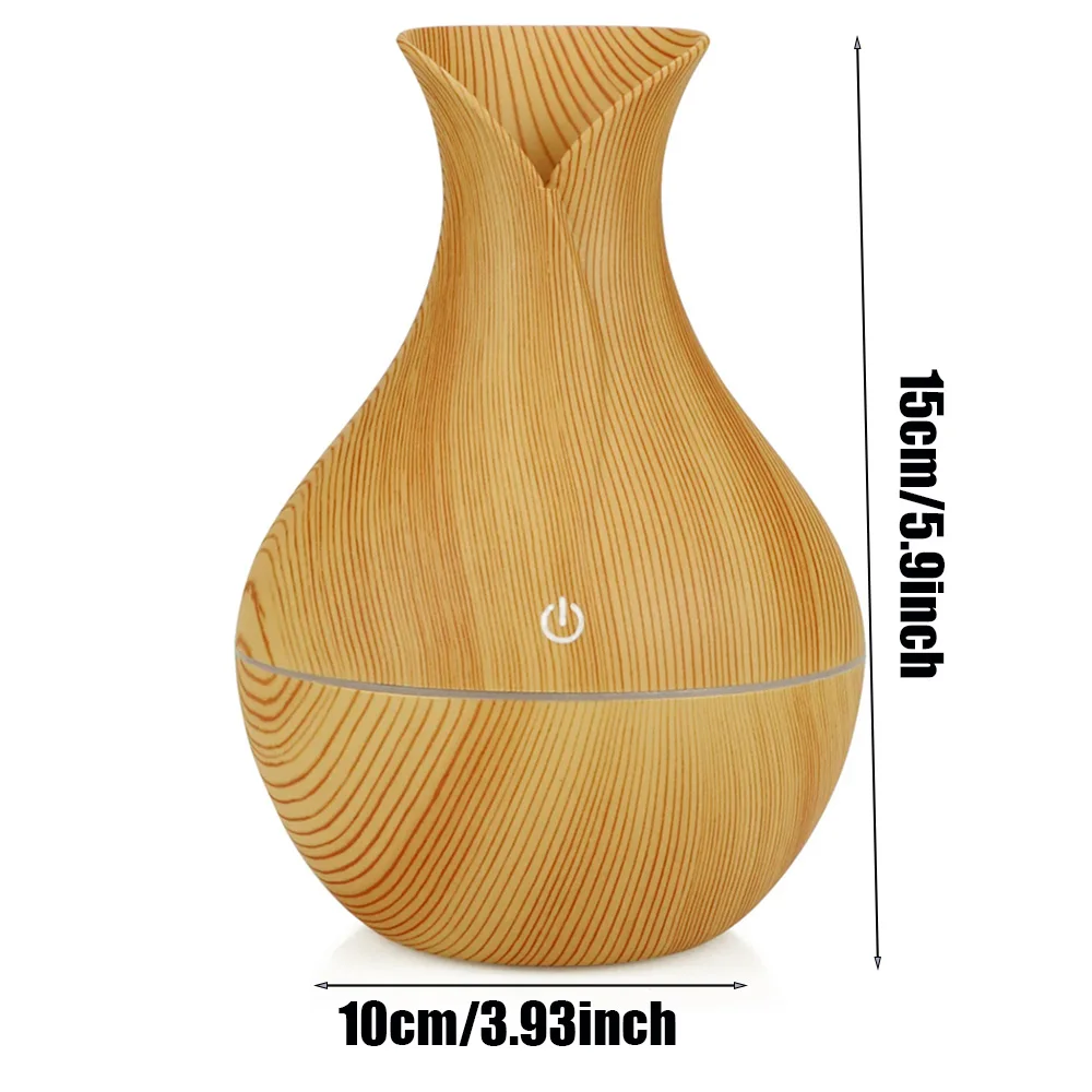 7 Colors LED Humidifier Vase Household Wood Grain 200ML Humidifier Summer Indoor Aromatherapy Diffuser Office Silent  Atomizer image 6