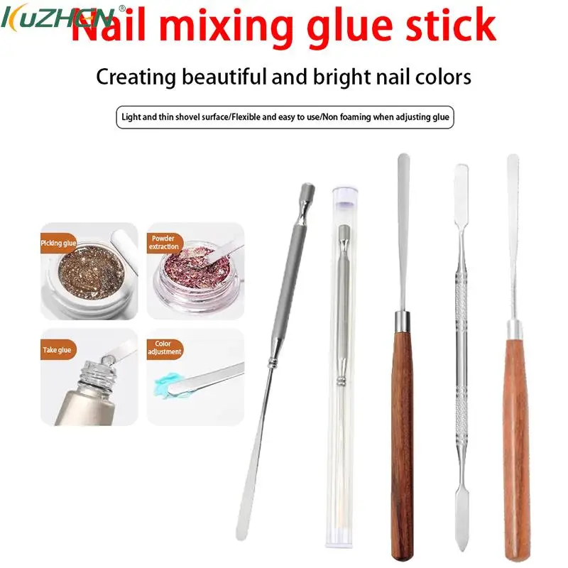 1Pcs Spatula Nail Sticks Toner Stainless Steel Nail Art Stirring Rod Cream Foundation Tool Makeup Accessories