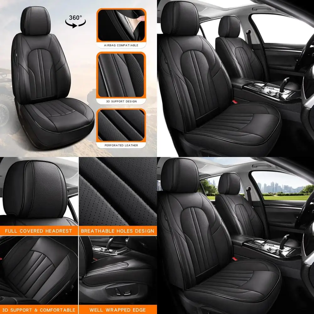 

Universal Waterproof Front Car Seat Covers Set - Black Seat Protectors for Most Vehicles