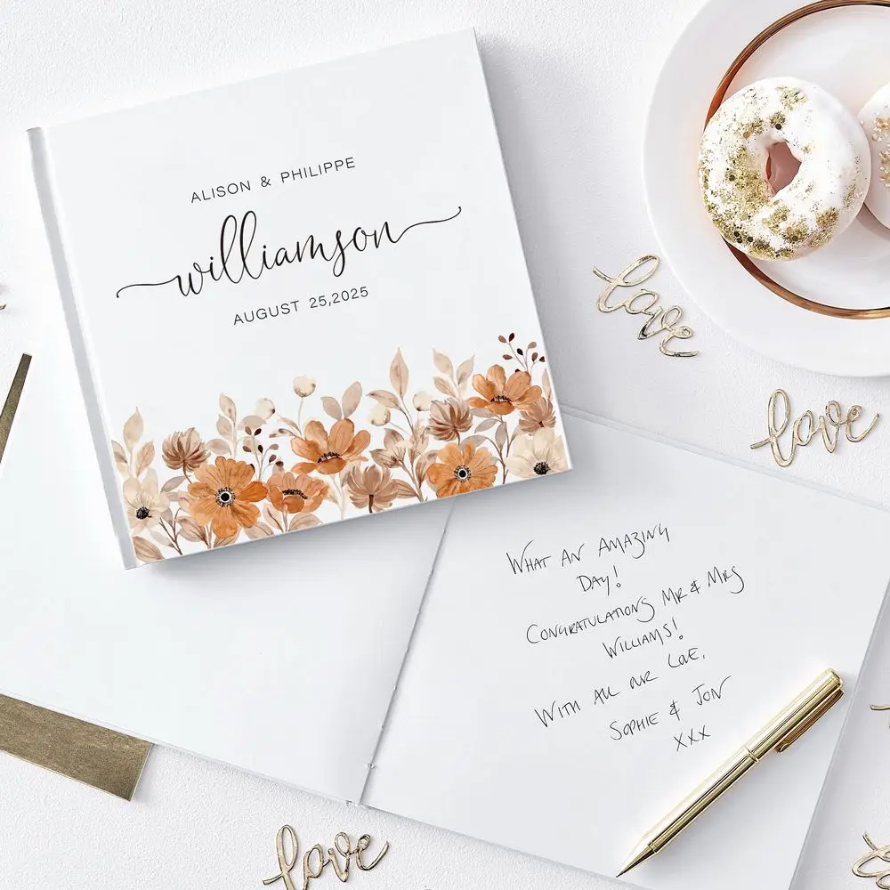 مخصص الزفاف ضيف كتاب أبيض فارغ DIY ألبوم صور أنيقة تسجيل في كتاب الطرف الجدول الديكور تذكار هدية دفتر مربع #6