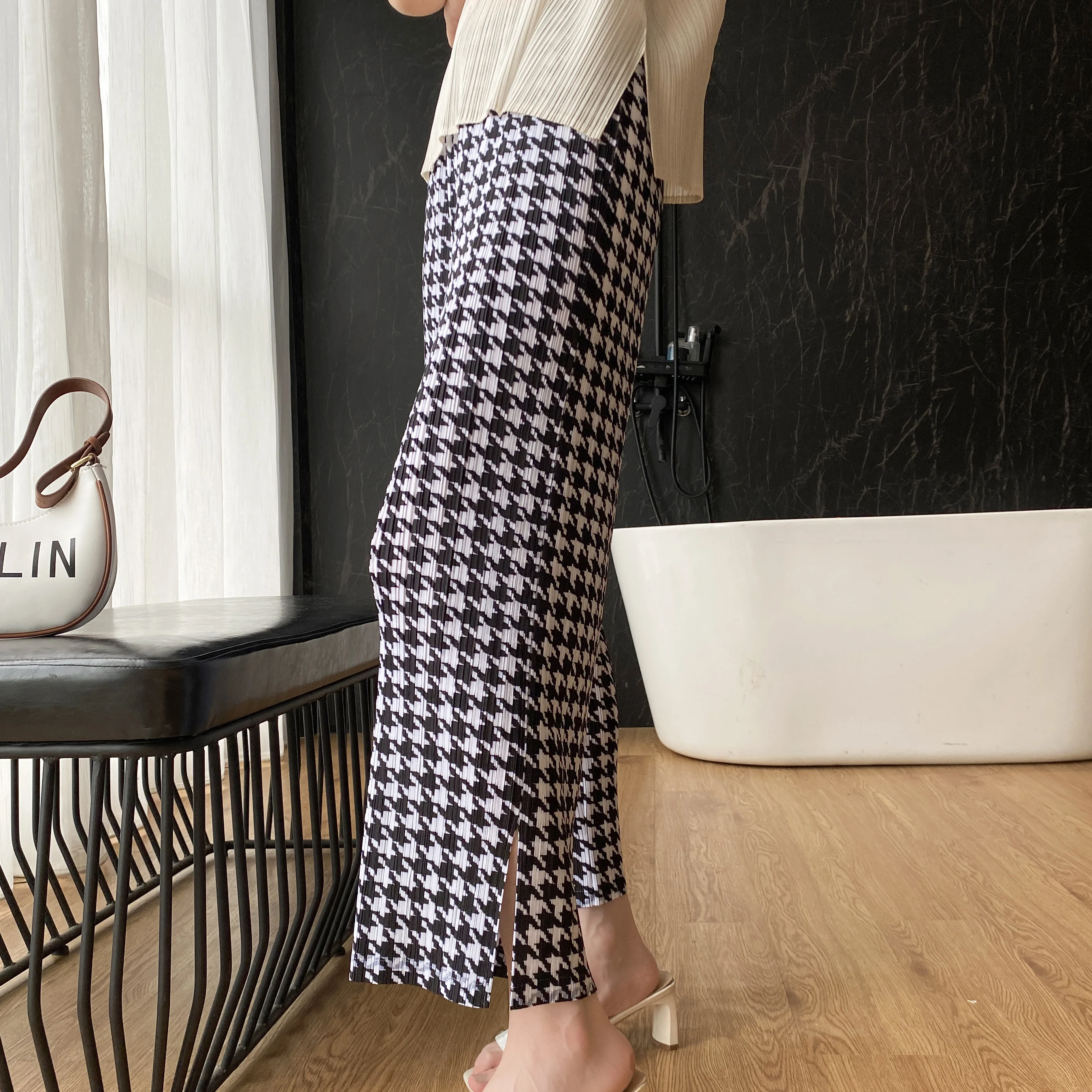Shop quality autumn spring summer three curtilage fold thousand bird case fashion versatile casual relaxed relaxed casual pants