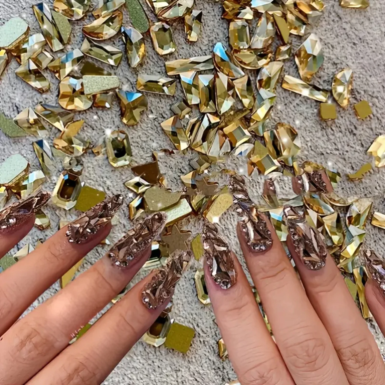 

100 Pcs Beautiful Flat Bottom Irregular Rhinestones Nail Art Decals for Stunning DIY Nail Art Decoration