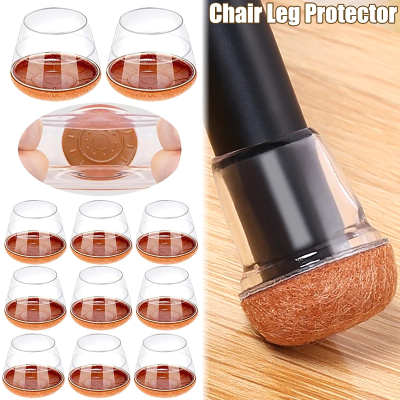 1/24pcs Chair Leg Protectors Felt Pads for Hardwood Floors Silicone Covers Furniture Leg Sliders Caps Non Slip Reduce Noise