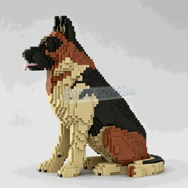 3818PCS German Shepherd Dog MOC Animal Model Building Blocks DIY Creative Pet Figure Assembly Toy Educational Collection Display