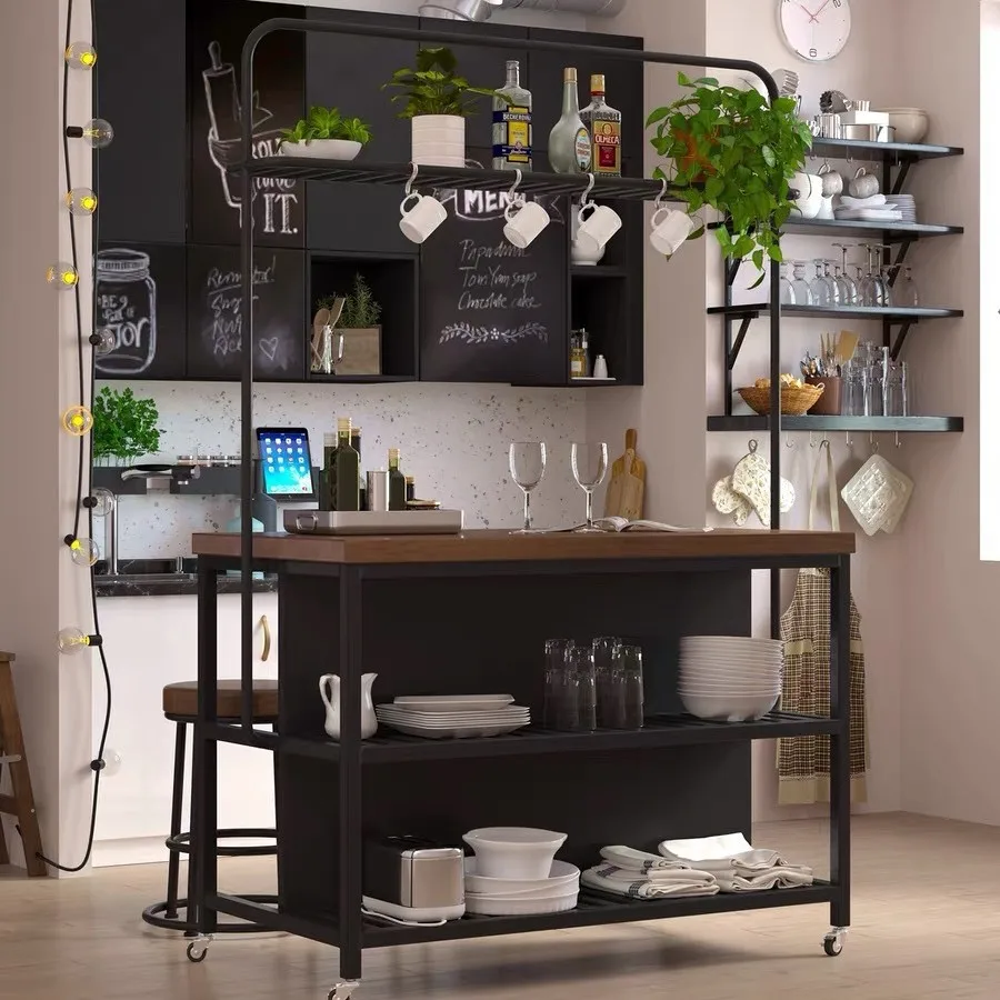 Nakashimadai removable cooking table dining side cabinet restaurant box wrought iron solid wood self-service tea table locker