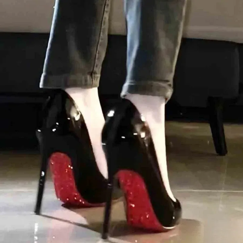 

Женские туфли на высоком каблуке на тонком каблуке, весна/осень, новый стиль, черные туфли на подошве с острым носком, 2025 г.