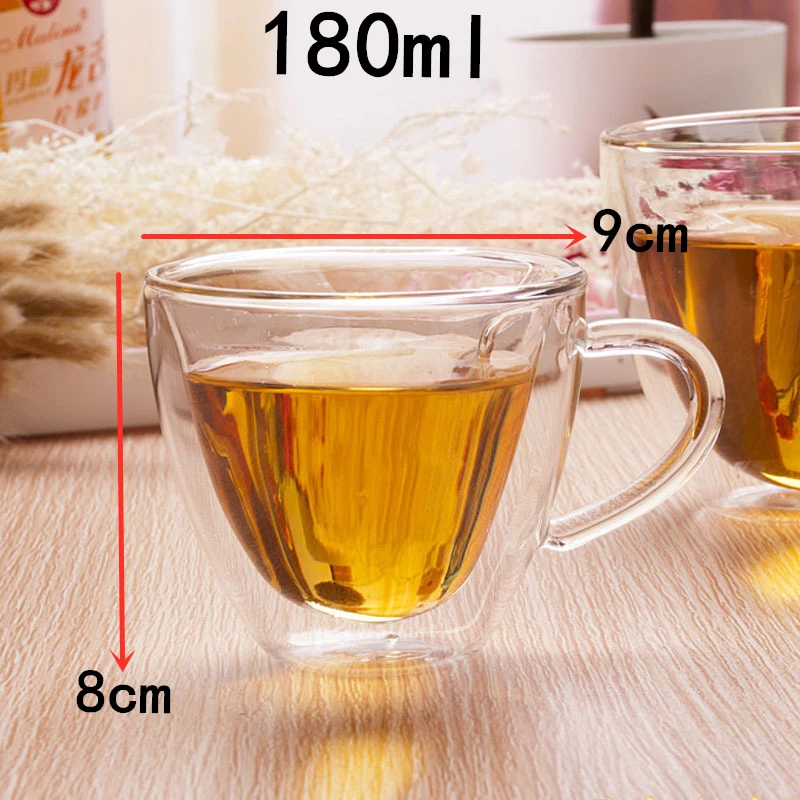 Heart Love Shaped Glass Mug 180ml Couple Cups Double Glass Cup Heat-Resisting Wine Glasses/Tea/Milk Coffee Cup Cocktail kit