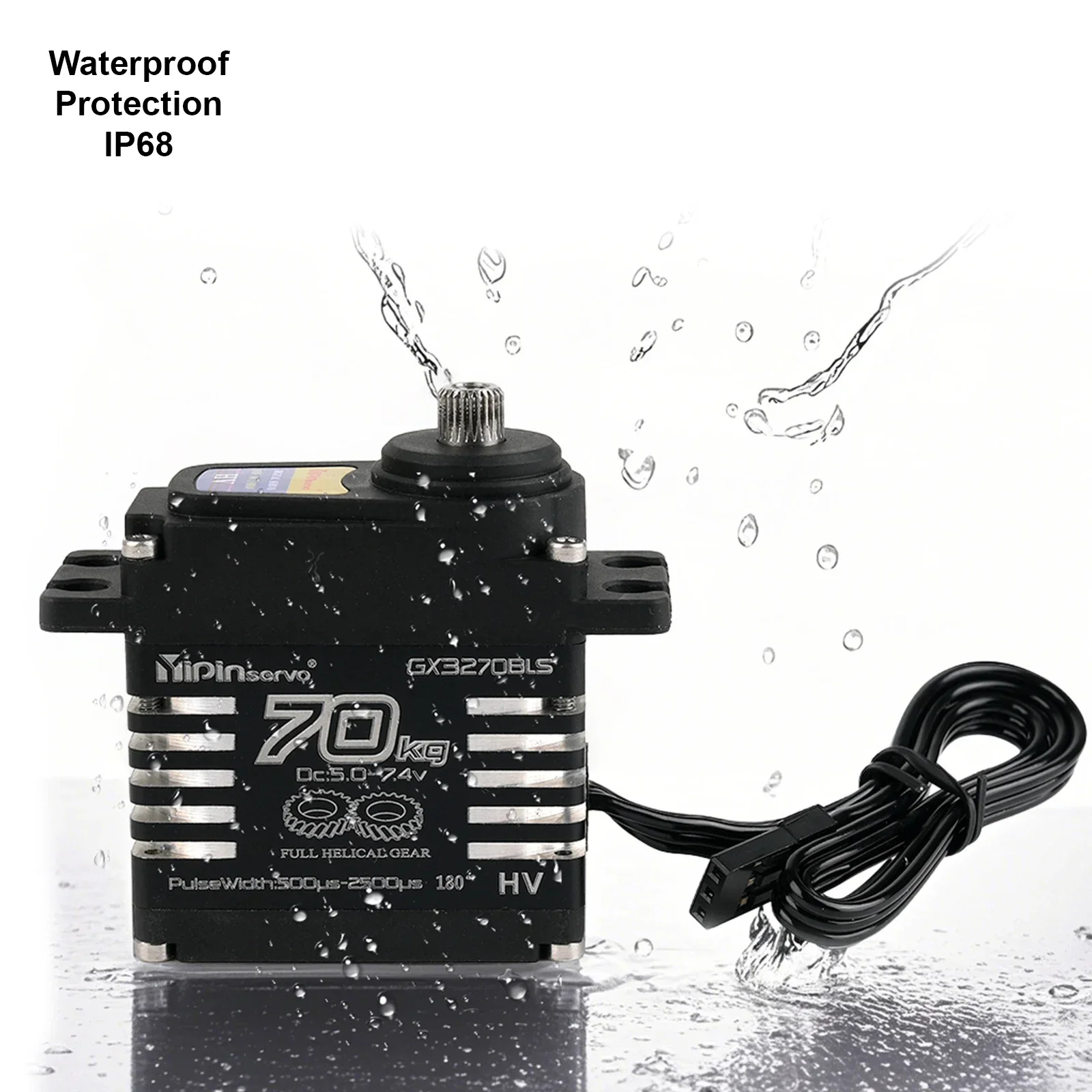 Servos numériques de 70kg, Induct magnétique à grand couple, moteur sans balais 8.4v, engrenage hélicoïdal en acier IP68 pour Robot de voiture RC à distance 1/8 1/10