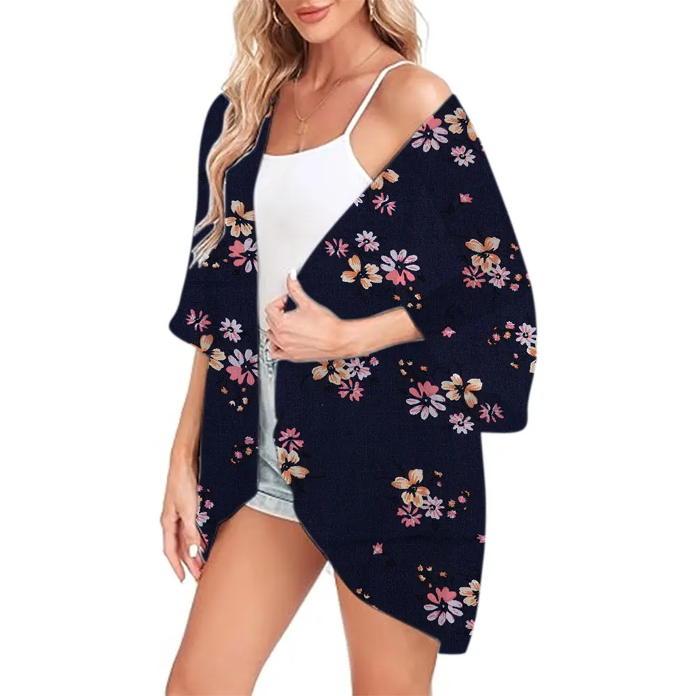 Women's Beach Bikini Swimsuit Elegant Boho Style Summer 2024 Beach Open Front Tops Oversized Vintage Kimono Cardigan Shirts Coat