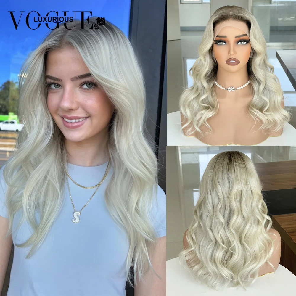 Dark Root Ash Blonde Body Wave 100% Real Human Hair Wig Preplucked 13x6 Lace Wig Pre Cut Ready To Wear Wig Natural Hairline Wigs