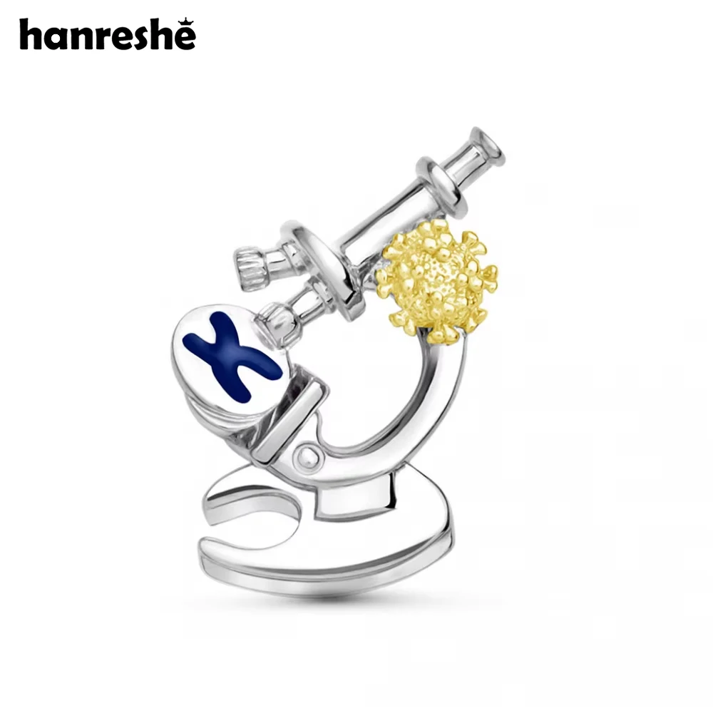 Hanreshe-Alfileres de microscopio científico de lujo, broche de laboratorio de virus de biología química, joyería médica, insignia de solapa para médico científico