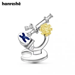 Hanreshe Luxury Scientific Microscope Pins Chemical Biology Virus Lab Brooch Medical Jewelry Lapel Badge for Doctor Scientist
