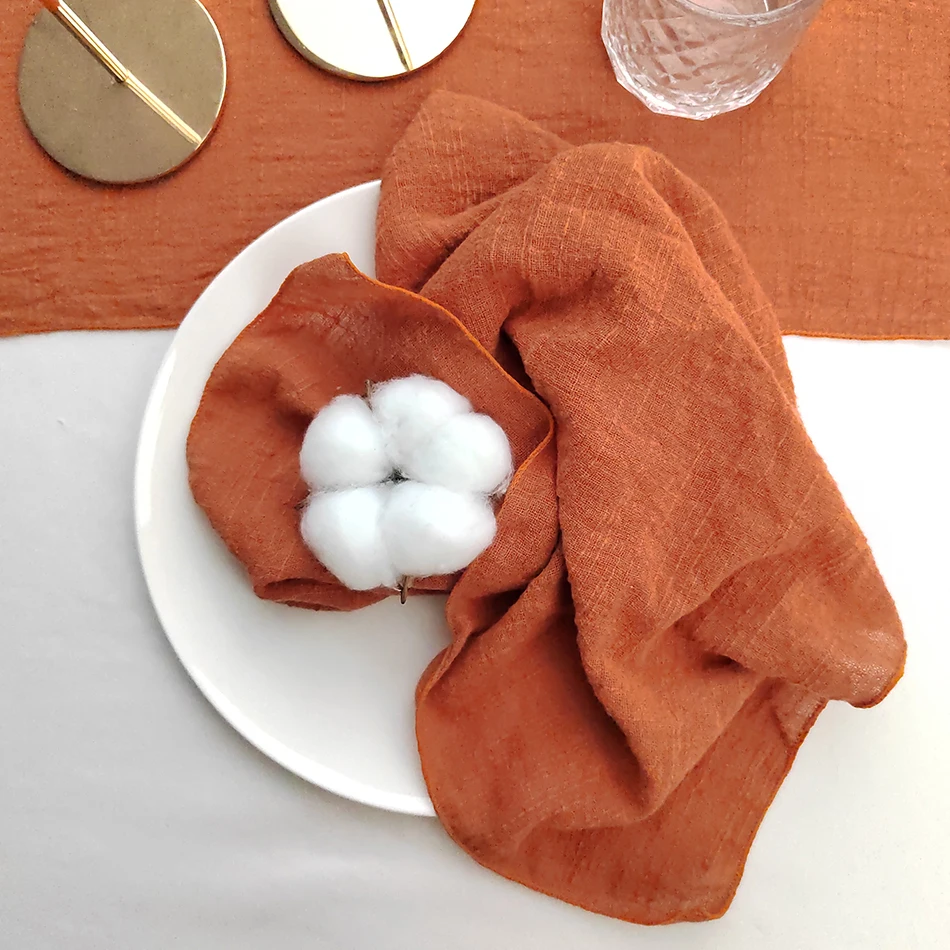 Set Of 10 Gauze Crepe Cloth Napkins Pack Pure Cotton Fabric 40x40cm Wedding Decor Everyday Use Dinner Tea Towel Table Village