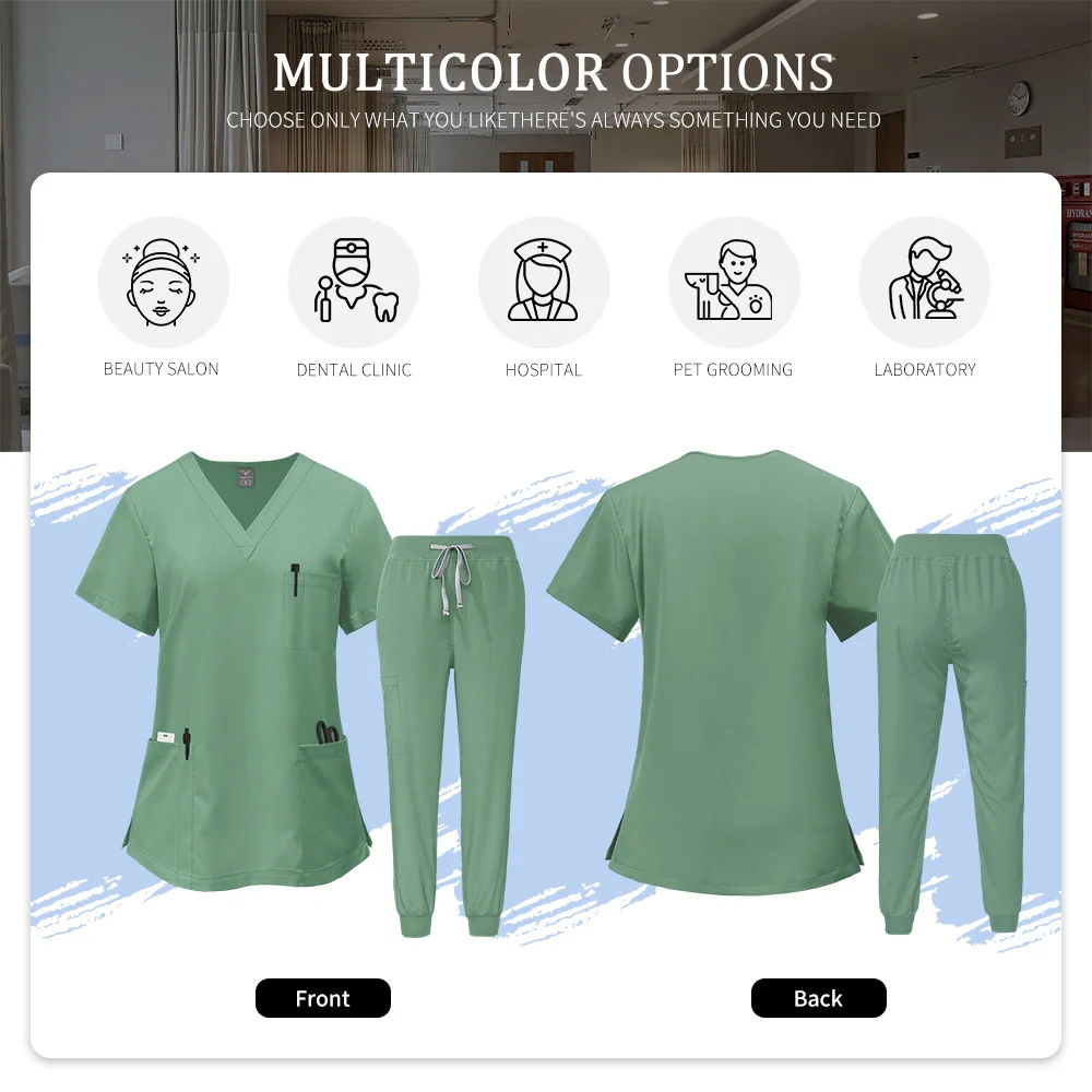 Nursing Scrub Work Clothes Multicolor Medical Uniform Pharmacist Workwear Pet Clinic Veterinary Nurse Workwear Surgery Scrub Set