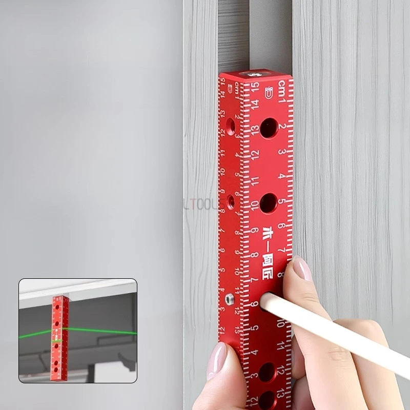 

Четырехсторонняя линейка из алюминиевого сплава, позиционирующая штамповочная и закрывающая полоса, деревообрабатывающий инструмент, установка дверей шкафа, вспомогательный инструмент