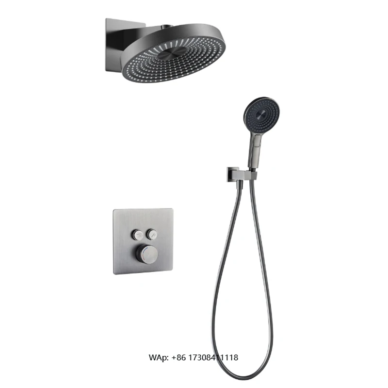 High Quality Luxury Bathroom Solid Copper Shower System for Hotel Concealed Rainfall Hot Cold Bathtub Faucet Ceiling Shower Set