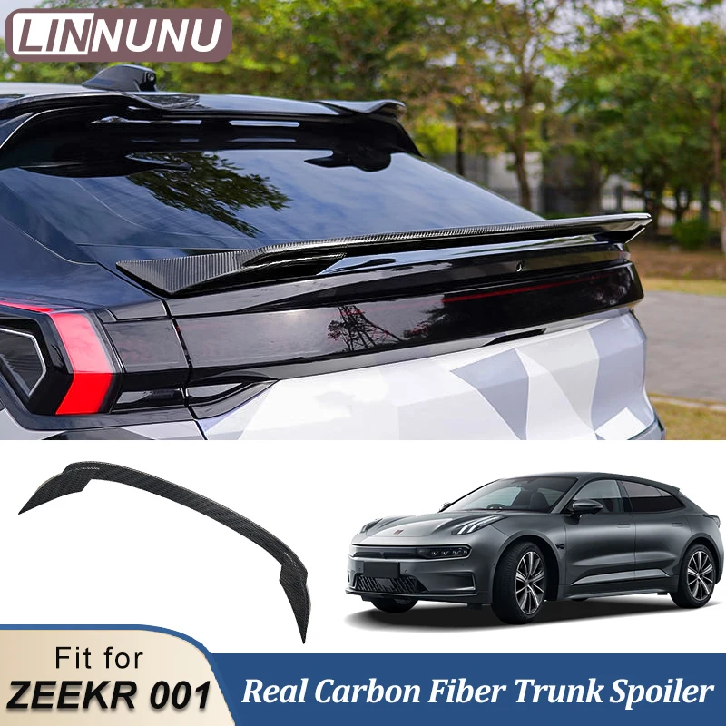 

LINNUNU Car Spoiler Car Free Perforated Top Center Wing Trunk Spoiler Top Wing Trunk Decor Fixed Wind Wing Fitfor ZEEKR 001 2023