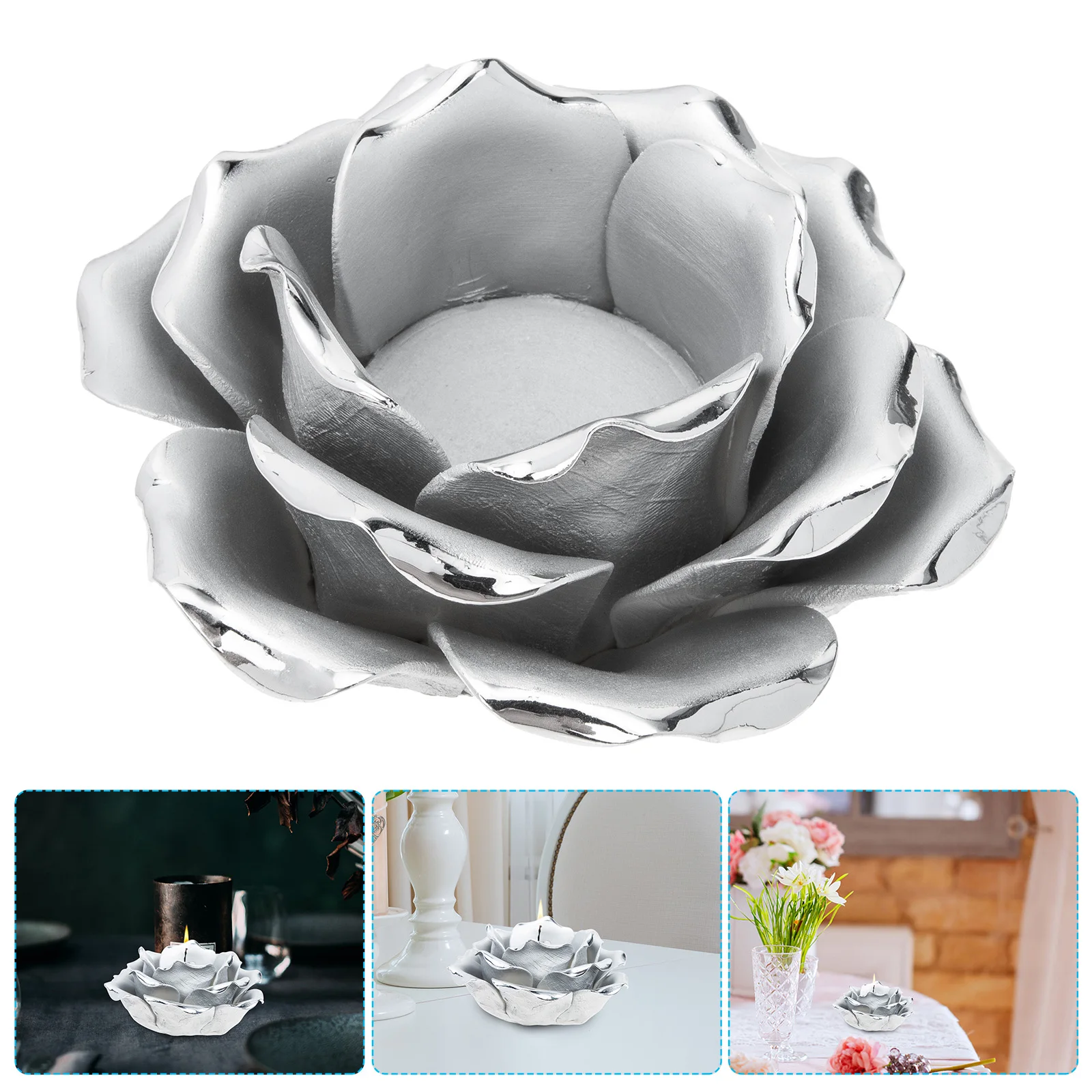 

White Porcelain Rose Cup Design Vintage Holder Flower Candlestick Decor Holder Home Bar Restaurant