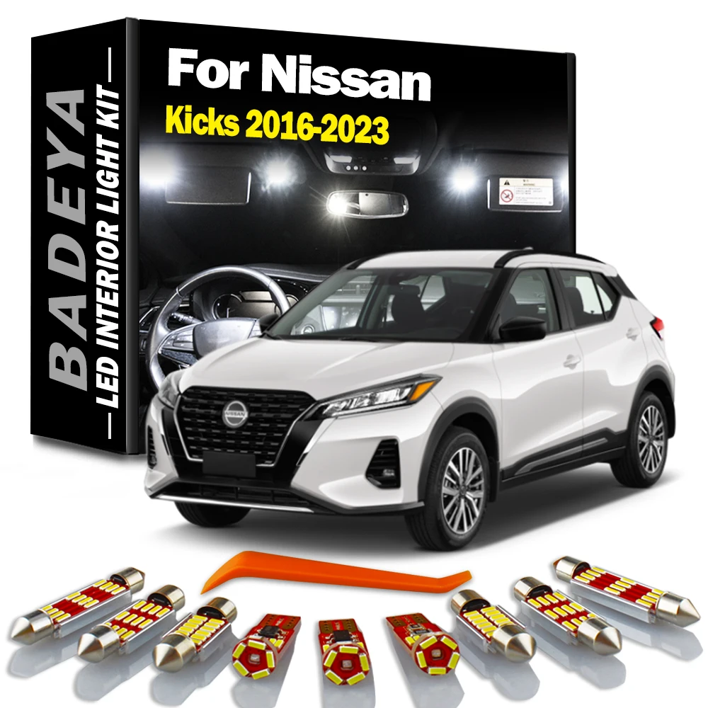 BADEYA 11Pcs LED Interior Vanity Mirror Reading Light Kit For Nissan Kicks 2016- 2019 2020 2021 2022 2023 Car Bulbs Accessories