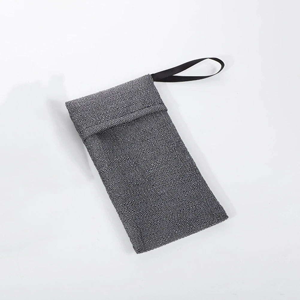 2 قطعة حقيبة توفير الصابون النايلون شبكة التقشير الحقيبة لشريط الصابون دش الغسيل قابلة لإعادة الاستخدام قابل للغسل حمام المنظم تصميم رمادي أسود #4