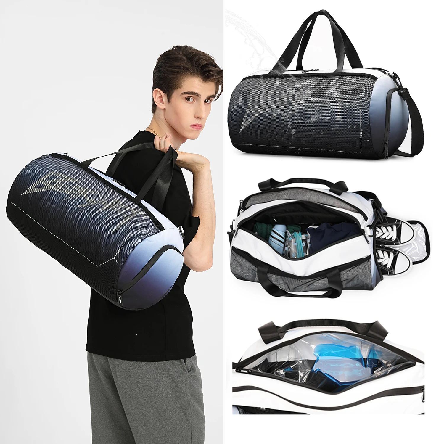 BE SMART Waterproof Travel Duffel Bag Women Tote Bag with Shoes Compartment,Large Men Crossbody Luggage Handbag Sport Gym Fitnes