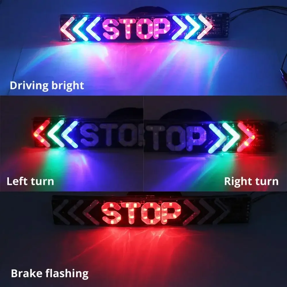 LED Motorcycle Light Flash STOP Indicator Lamp 12V Universal Moto Brake Turn Signal Driving Taillight Warning Day Plate Light