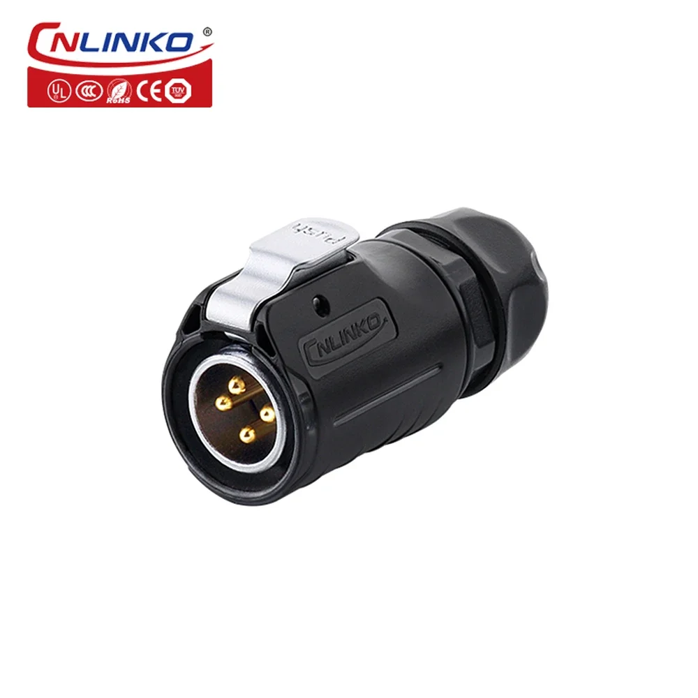 CNLINKO LP20 Spring bayonet connect Solar Power connection panel mount 4 pin Connector waterproof plug socket