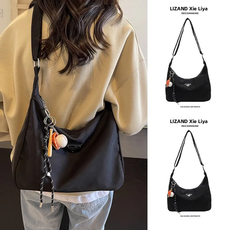 

Summer Large Capaci Casual Commuter Women's Crossbody Bag Faionable Bla Nylon Single Strap oulder Handbag