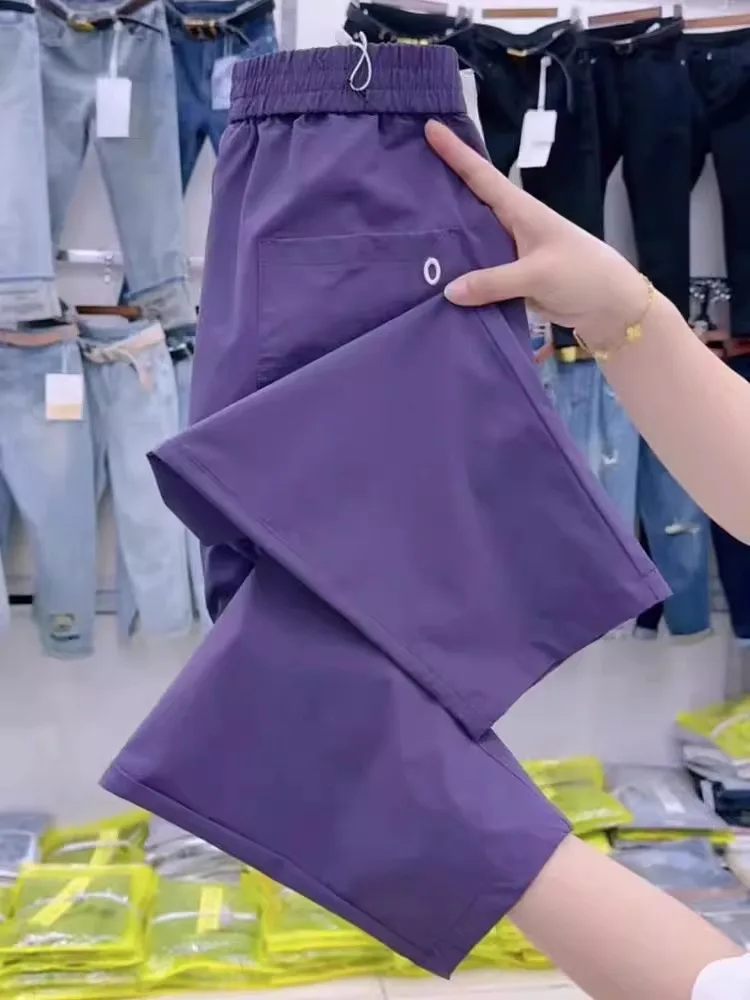 Coréen Sle été mince dix-huit pantalons femmes nouvelle grande taille Qui sec Harlan décontracté coupe ample minceur papa pantalon