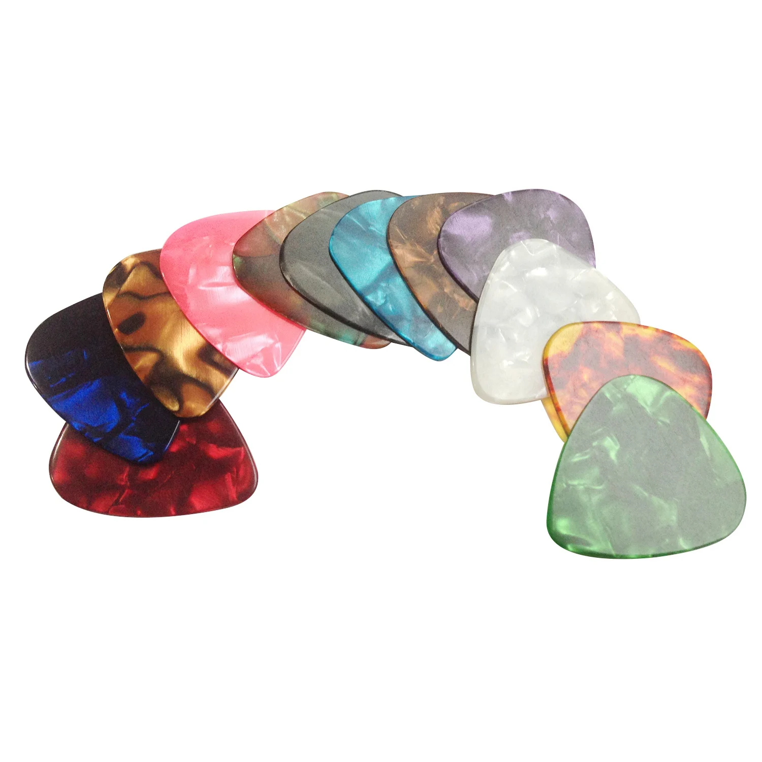 12 x Rock Picks-ผู้ไกล่เกลี่ยสำหรับกีตาร์และเบส3ความหนาที่แตกต่างกัน