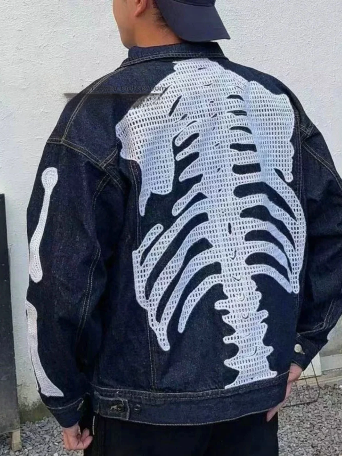 Loose Fit Denim Jackets with Bone Embroidery KAPITAL Cotton and Mink Hair Material Spring Coats