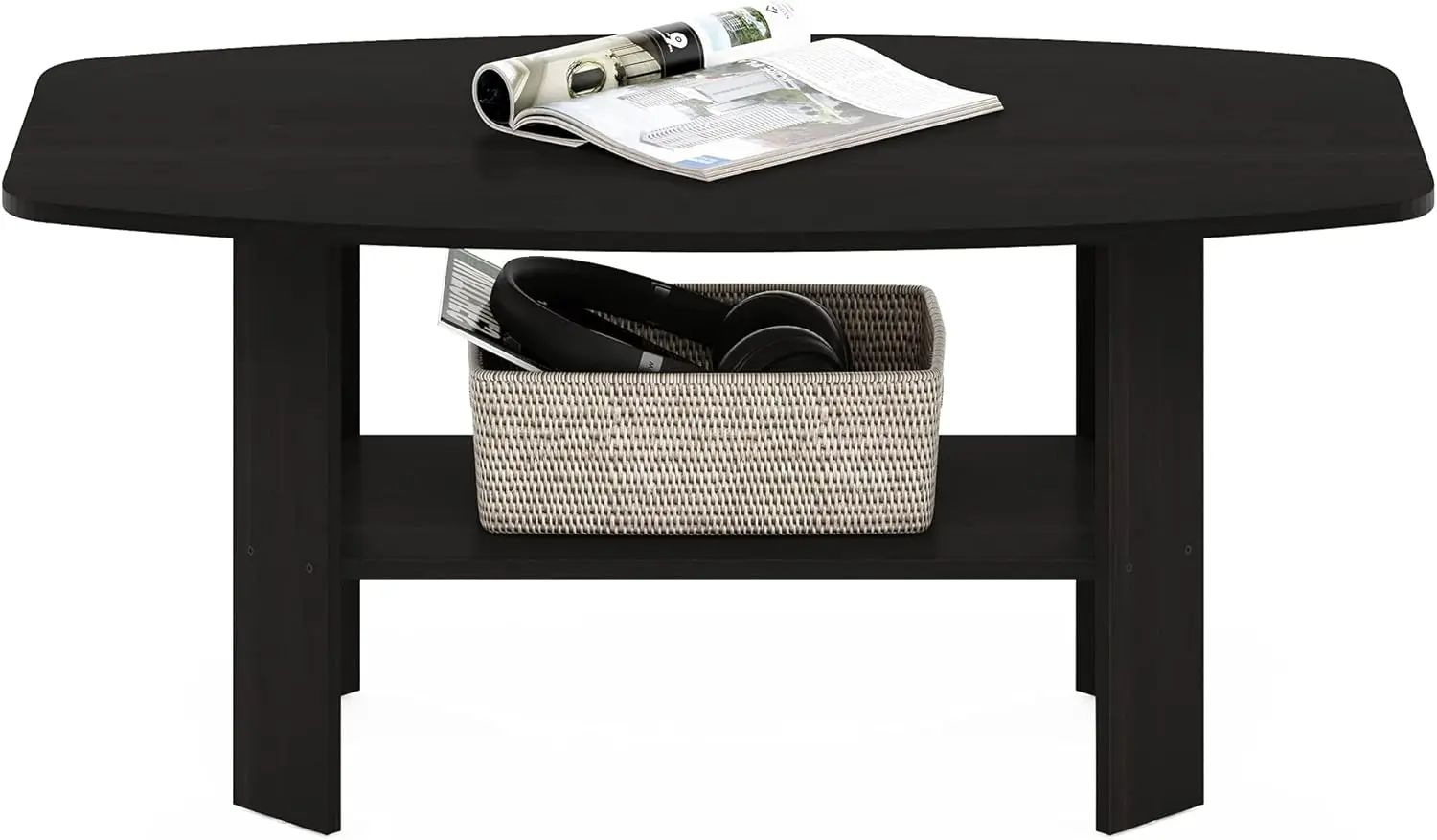 Simple Design Coffee Table in Espresso Finish, Sturdy and Modern for Living Room