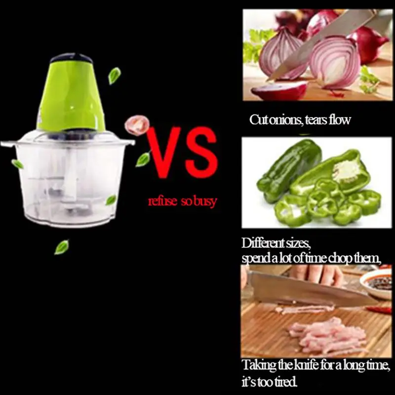 2L Capacity Electric Meat Grinder Chopper, Fruit Vegetable Nuts Mincer/Meat Shredders Mixer/Egg Blender Food Processor Slicer