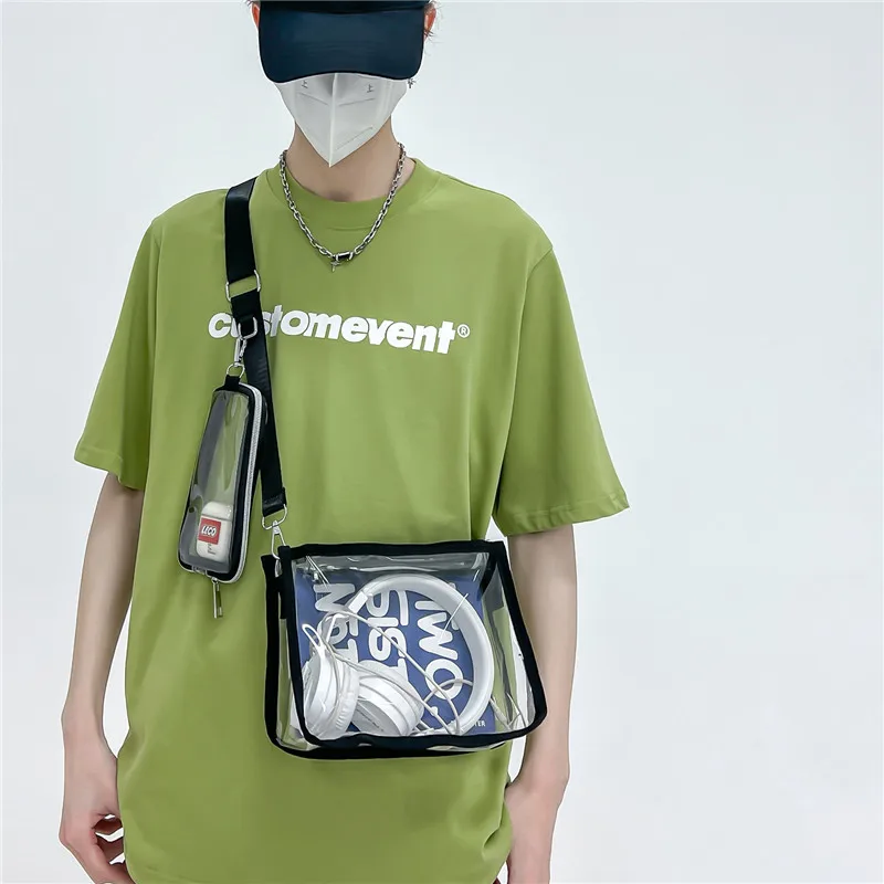 PVC Crossbody Bag for Women Transparent Jelly Bag Hong Kong Style Trendy PVC Transparent Shoulder Crossbody Bag for Men