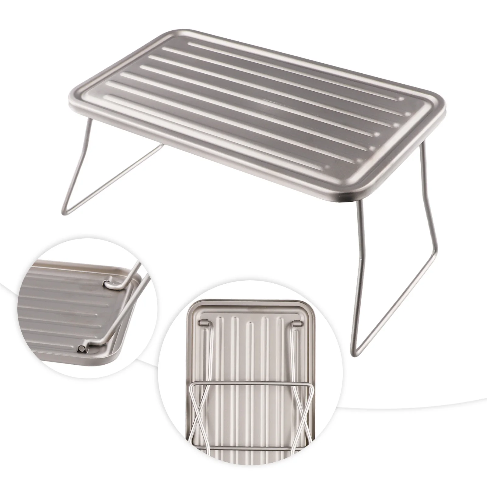 Mesa plegable de titanio, diseño de placa acanalada ultraligera, 270x122x117mm, para senderismo, Picnic, Camping, suministros de cocina