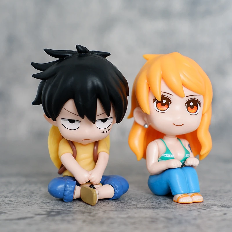 ONE PIECE Luffy Action Figure อะนิเมะรุ่น Q Zoro Sanji Nami PVC รูปปั้นคอลเลกชันชุดเครื่องประดับ Kawaii รถตกแต่งของเล่น