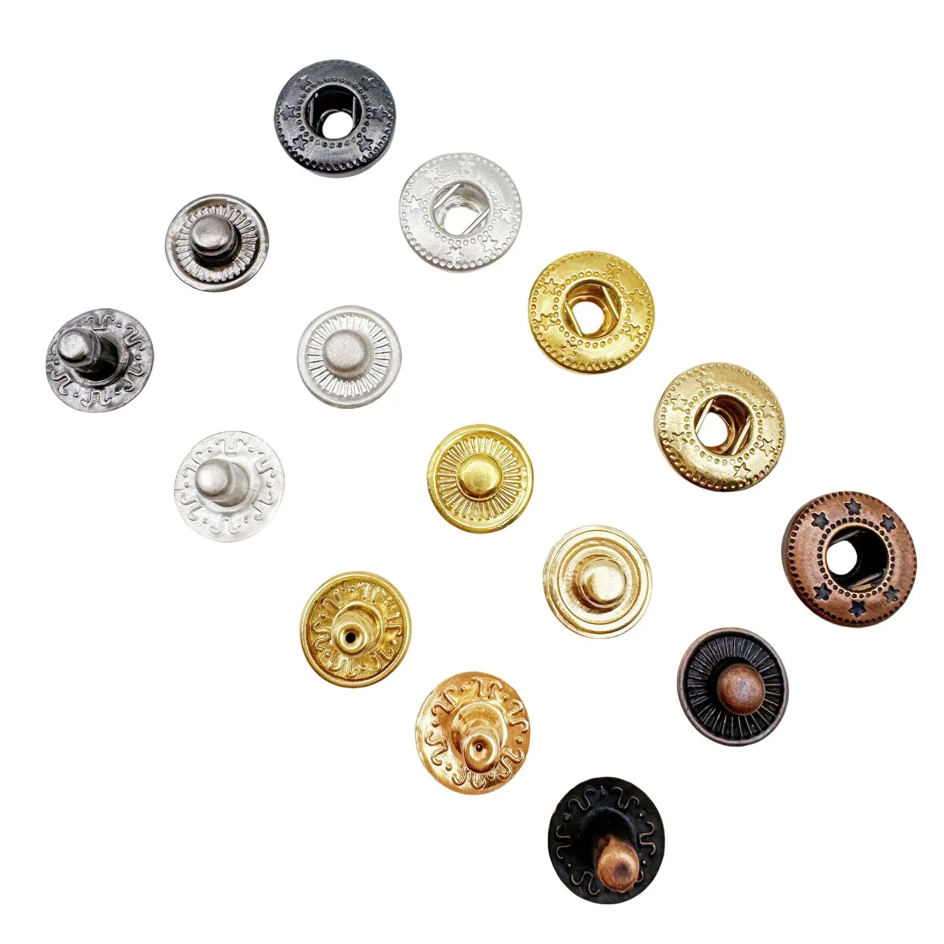 500Sets Leather Snap Fasteners Kit 10mm 12mm 15mm Metal Button Snaps Popper Press Stud Leather Snaps For DIY Clothes