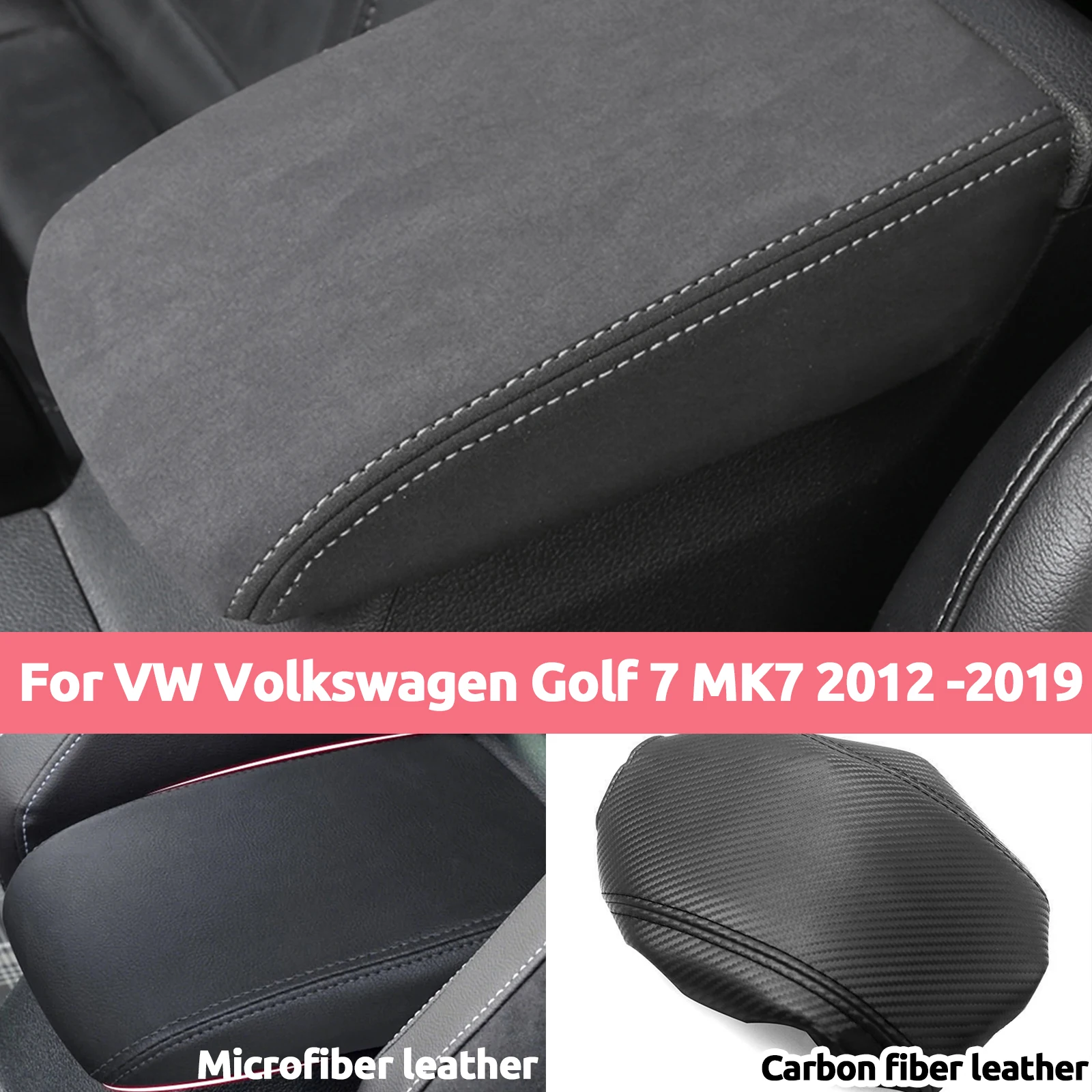 For VW Volkswagen Golf 7 MK7 2012 -2019 Suede Leather Car Armrest Box Protector Cover Central Control Interior Accessories