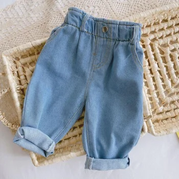 New Children's Girls Boys Jeans Casual High Waist Kids Pants Spring Autumn Baby Boy Girl Long Trousers Outwear Age For 9M-4Years 2