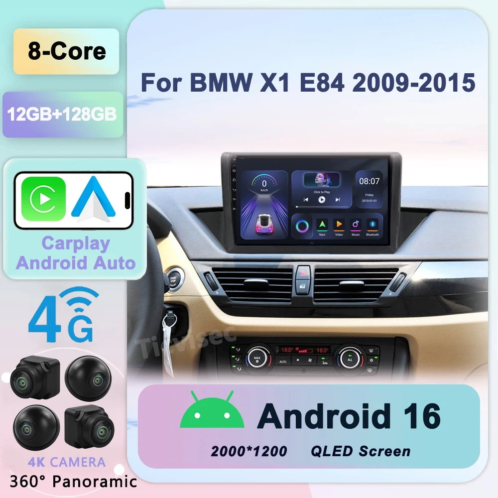 

Car Bluetooth Radio Android Auto Carplay Multimedia Player GPS Navigation Autoradio For BMW X1 E84 2009 2010 2011 2012 2013-2015