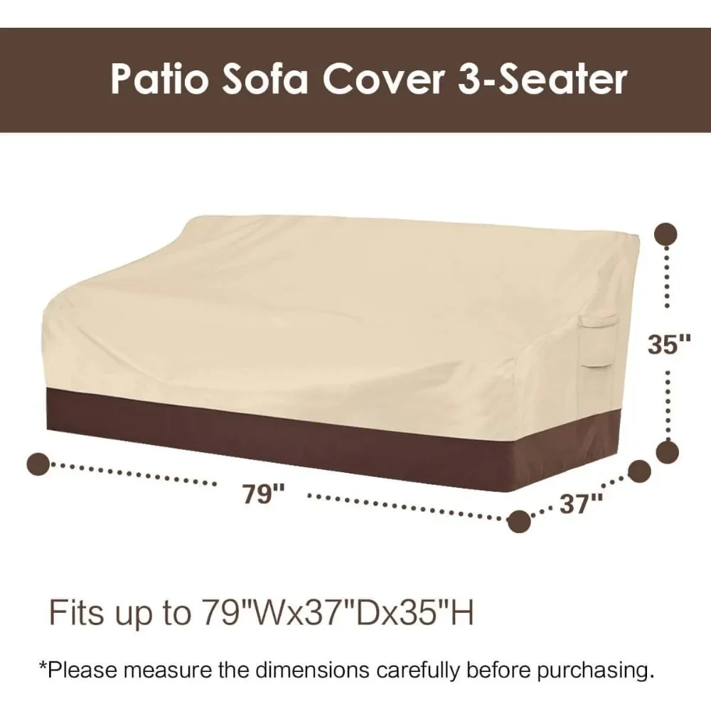 Heavy Duty Patio Sofa Cover, 100% Waterproof 3-Seater Outdoor Sofa Cover,Lawn Patio Furniture Covers with Air Vent and Handle