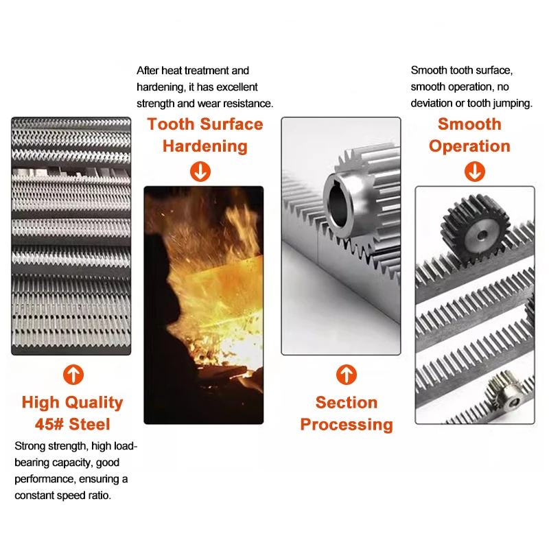 1Mod 10*10 350mm 400mm 450mm 500mm 1000mm Spur Gear Rack 1M Gears Rack Precision CNC Straight Teeth Toothed Racks CNC Parts