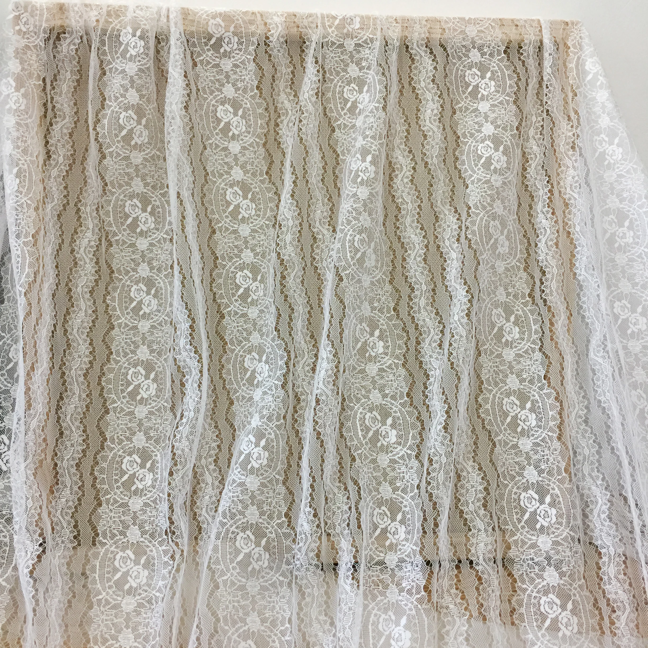 Hollow Lace Fabric Exquisite Vintage Hollow Mesh Embroidery Lace Fabric For Wedding Dress