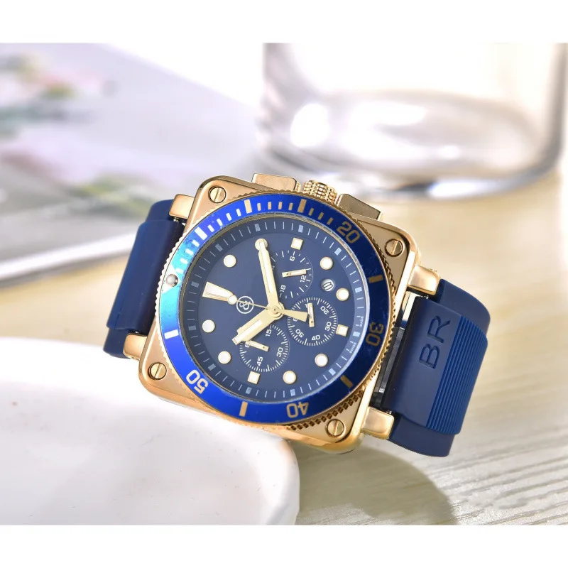 2025 Reloj de negocios de lujo para hombre Movimiento de cuarzo Acero inoxidable Cristal de zafiro Resistente al agua 100M Correa de caucho Fecha