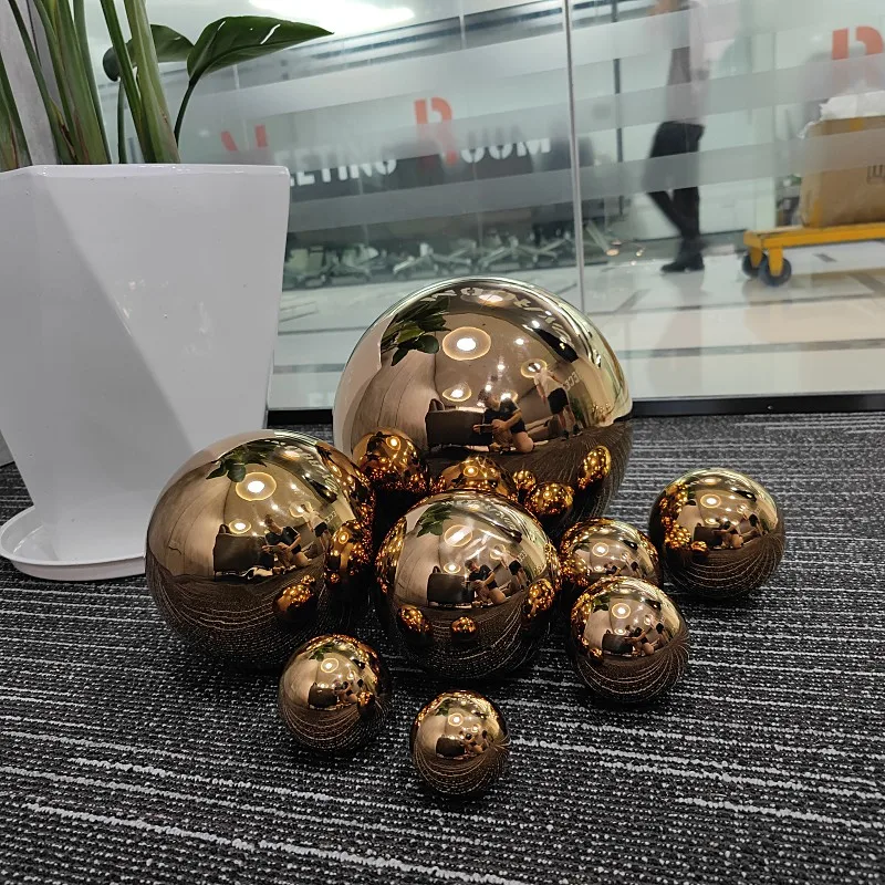 Seamless Hollow Ball Hanging Ornaments, Stainless Steel, Rose Gold, Garden Decoration, Boutique, 25mm-550mm Diameter